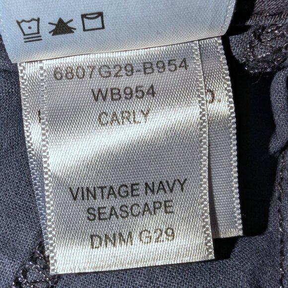 Paige | Carly Wide Leg Drawstring Detail Pants Vintage Navy Seascape | Size 33 - Picture 9 of 13